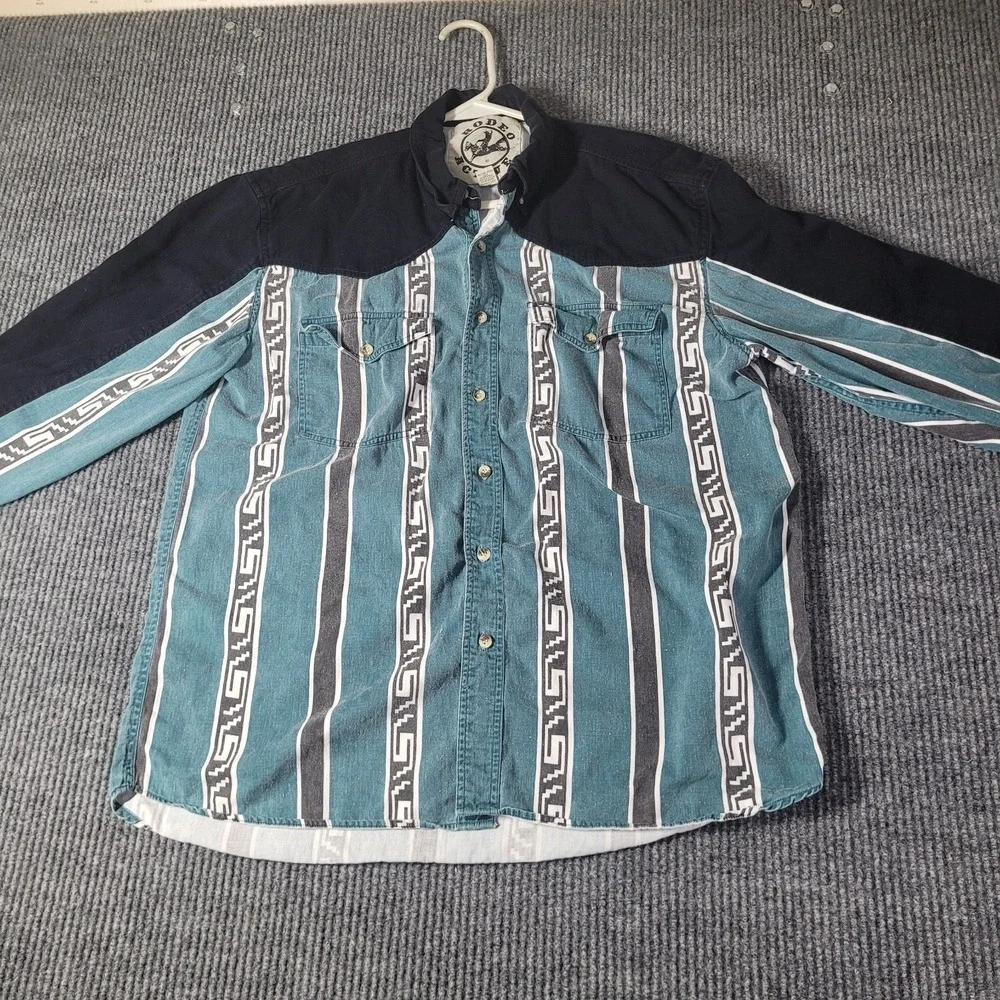 Vintage Y2K Rodeo‎ Active Western Aztec Geometric Long Sleeve Shirt Size XL